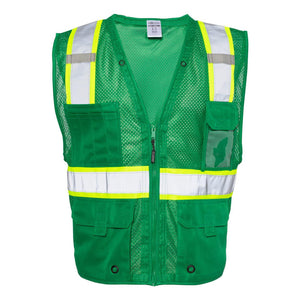 B100-111 Kishigo EV Series® Enhanced Visibility Multi-Pocket Mesh Vest Green/ Lime - B104