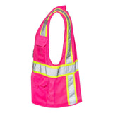 B100-111 Kishigo EV Series® Enhanced Visibility Multi-Pocket Mesh Vest Pink/ Lime - B107