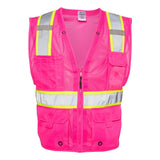 B100-111 Kishigo EV Series® Enhanced Visibility Multi-Pocket Mesh Vest Pink/ Lime - B107