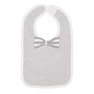 1002 Rabbit Skins Infant Baby Rib Bow Tie Bib Heather/ Heather/ White Stripe