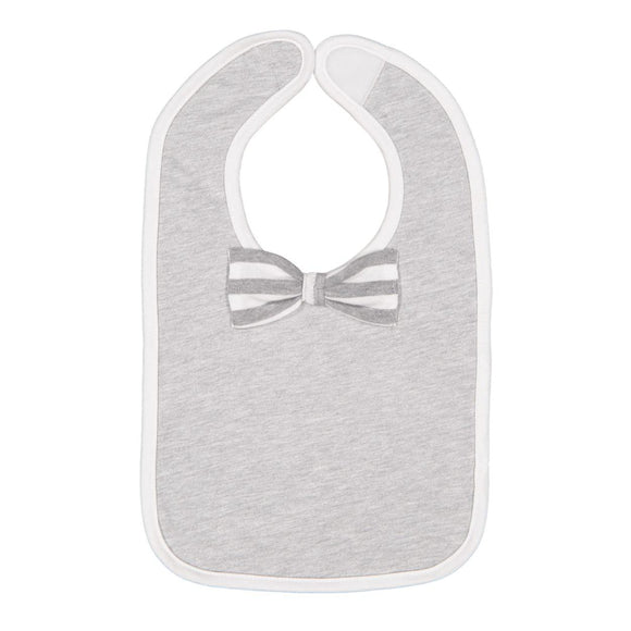 1002 Rabbit Skins Infant Baby Rib Bow Tie Bib Heather/ Heather/ White Stripe