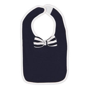 1002 Rabbit Skins Infant Baby Rib Bow Tie Bib Navy/ White Stripe