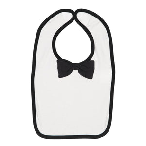 1002 Rabbit Skins Infant Baby Rib Bow Tie Bib White/ Black