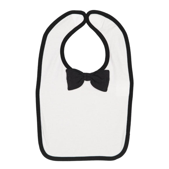 1002 Rabbit Skins Infant Baby Rib Bow Tie Bib White/ Black