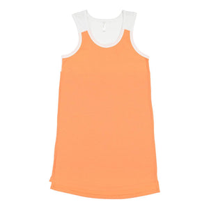 3523 LAT Women's Fine Jersey Racerback Tank Dress Papaya/ White