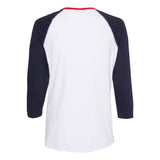 3530 LAT Women's Baseball Fine Jersey Three-Quarter Sleeve Tee White/ Navy/ Red