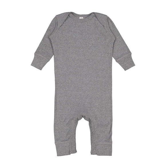 4412 Rabbit Skins Infant Long Legged Baby Rib Bodysuit Granite Heather