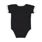 4429 Rabbit Skins Infant Ruffle Fine Jersey Bodysuit Black/ White