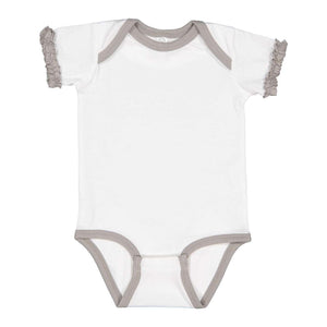 4429 Rabbit Skins Infant Ruffle Fine Jersey Bodysuit White/ Titanium