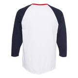 6930 LAT Baseball Fine Jersey Three-Quarter Sleeve Tee White/ Navy/ Red