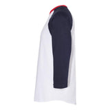 6930 LAT Baseball Fine Jersey Three-Quarter Sleeve Tee White/ Navy/ Red