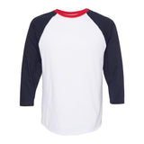 6930 LAT Baseball Fine Jersey Three-Quarter Sleeve Tee White/ Navy/ Red