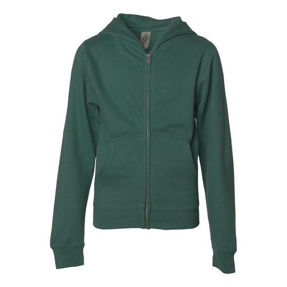 SS4001YZ Independent Trading Co. Youth Midweight Full-Zip Hooded Sweatshirt Alpine Green