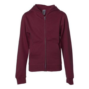 SS4001YZ Independent Trading Co. Youth Midweight Full-Zip Hooded Sweatshirt Maroon