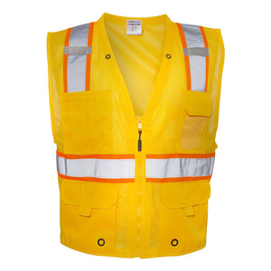 B100-111 Kishigo EV Series® Enhanced Visibility Multi-Pocket Mesh Vest Yellow/ Orange - B106