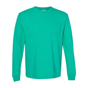 4410 Comfort Colors Garment-Dyed Heavyweight Long Sleeve Pocket T-Shirt Island Green