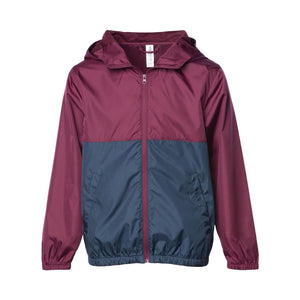 EXP24YWZ Independent Trading Co. Youth Lightweight Windbreaker Full-Zip Jacket Maroon/ Classic Navy