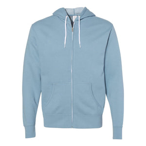 AFX90UNZ Independent Trading Co. Lightweight Full-Zip Hooded Sweatshirt Misty Blue