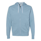 AFX90UNZ Independent Trading Co. Lightweight Full-Zip Hooded Sweatshirt Misty Blue