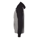 PRM33SBZ Independent Trading Co. Special Blend Raglan Full-Zip Hooded Sweatshirt Nickel Heather/ Black