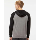 PRM33SBZ Independent Trading Co. Special Blend Raglan Full-Zip Hooded Sweatshirt Nickel Heather/ Black