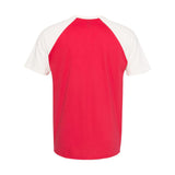 3650 Next Level Unisex Cotton Raglan T-Shirt Natural/ Red