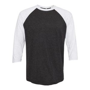 6051 Next Level Unisex Triblend Three-Quarter Raglan T-Shirt Heather White/ Vintage Black