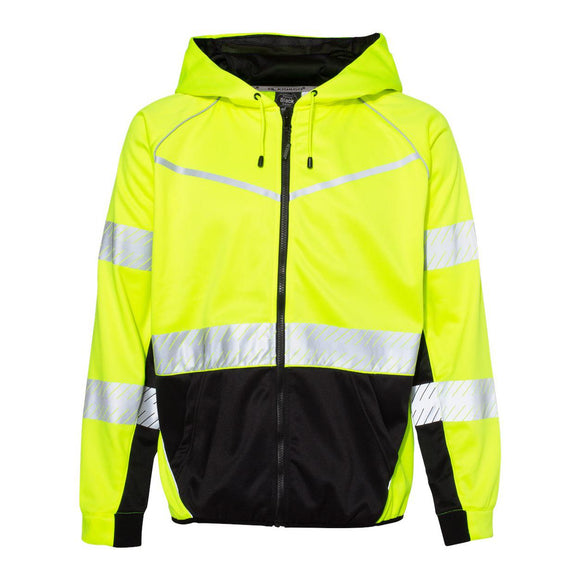 JS150 Kishigo Premium Black Series® Full-Zip Hooded Sweatshirt Lime