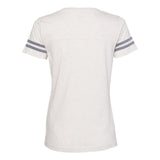 3537 LAT Women's Football V-Neck Fine Jersey Tee Natural Heather/ Granite Heather