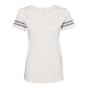 3537 LAT Women's Football V-Neck Fine Jersey Tee Natural Heather/ Granite Heather