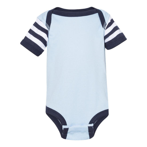 4400 Rabbit Skins Infant Baby Rib Bodysuit Light Blue/ Navy/ Navy & White Stripe