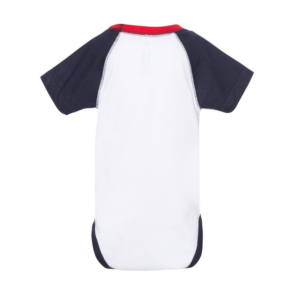 4430 Rabbit Skins Infant Baseball Fine Jersey Bodysuit White/ Navy/ Red