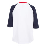 6130 LAT Youth Baseball Fine Jersey Three-Quarter Sleeve Tee White/ Navy/ Red