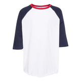 6130 LAT Youth Baseball Fine Jersey Three-Quarter Sleeve Tee White/ Navy/ Red