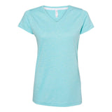 3591 LAT Women's Harborside Mélange V-Neck Tee Caribbean Melange