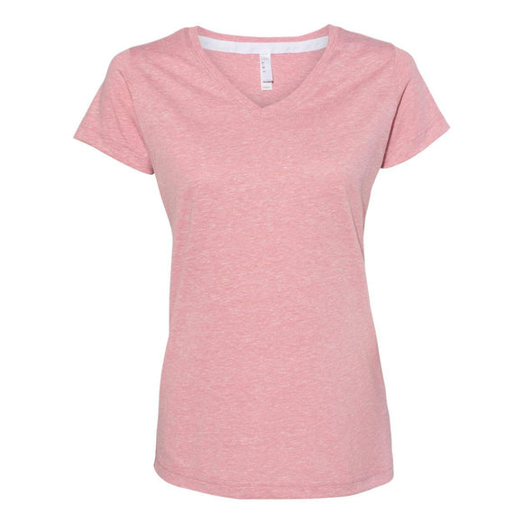 3591 LAT Women's Harborside Mélange V-Neck Tee Mauvelous Melange