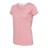 3591 LAT Women's Harborside Mélange V-Neck Tee Mauvelous Melange