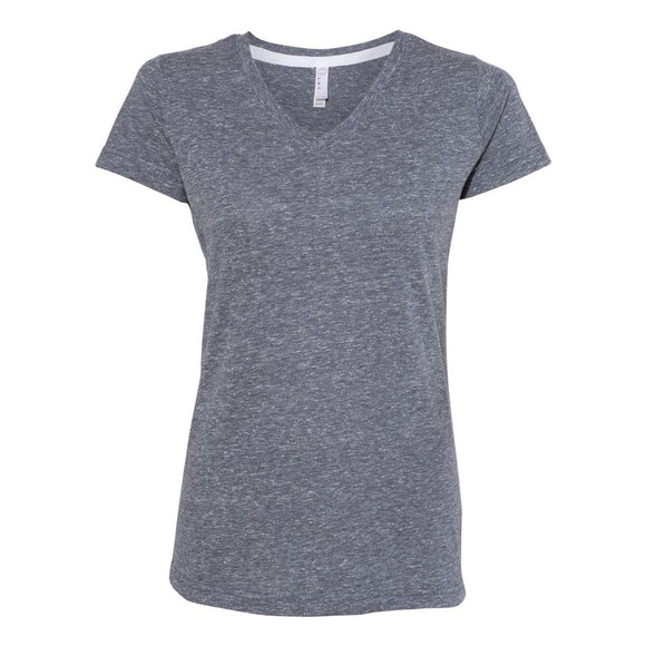 3591 LAT Women's Harborside Mélange V-Neck Tee Navy Melange