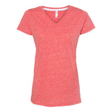 3591 LAT Women's Harborside Mélange V-Neck Tee Red Melange