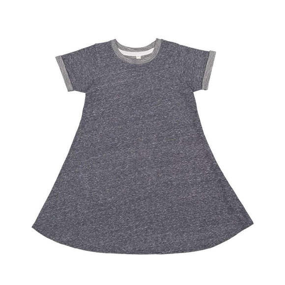 2679 LAT Harborside Mélange French Terry Girls' Twirl Dress Navy Melange