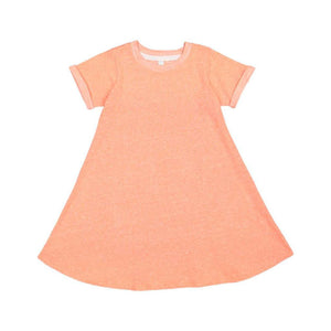 2679 LAT Harborside Mélange French Terry Girls' Twirl Dress Papaya Melange