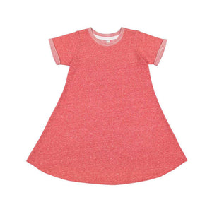 2679 LAT Harborside Mélange French Terry Girls' Twirl Dress Red Melange