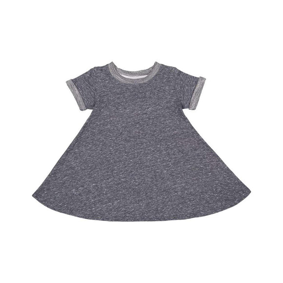 5379 Rabbit Skins Toddler Harborside Mélange French Terry Twirl Dress Navy Melange