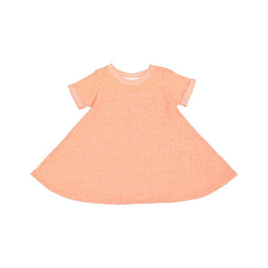 5379 Rabbit Skins Toddler Harborside Mélange French Terry Twirl Dress Papaya Melange