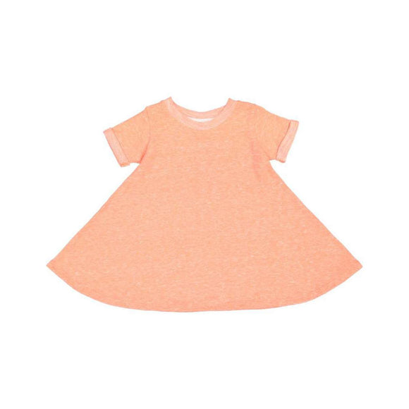 5379 Rabbit Skins Toddler Harborside Mélange French Terry Twirl Dress Papaya Melange