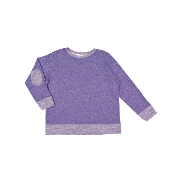 2279 LAT Youth Harborside Mélange French Terry Long Sleeve with Elbow Patches Purple Melange