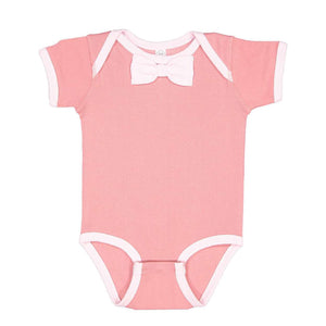 4407 Rabbit Skins Baby Rib Infant Bow Tie Bodysuit Mauvelous/ Ballerina