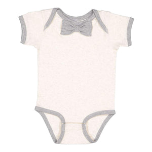 4407 Rabbit Skins Baby Rib Infant Bow Tie Bodysuit Natural Heather/ Heather