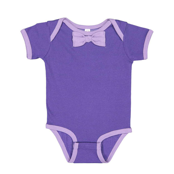 4407 Rabbit Skins Baby Rib Infant Bow Tie Bodysuit Purple/ Lavender