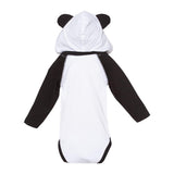 4418 Rabbit Skins Fine Jersey Infant Character Hooded Long Sleeve Bodysuit with Ears White/ Black